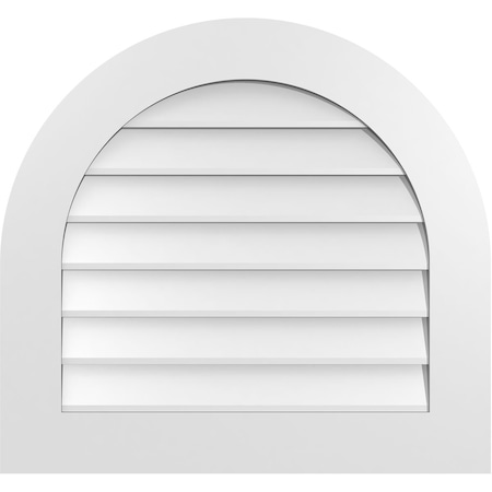 Ekena Millwork Round Top Surface Mount PVC Gable Vent: Non-Functional, w/ 3-1/2"W x 1"P Standard Frame, 28"W x 26"H GVPRT28X2601SN